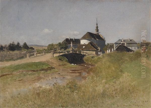 Blick Auf Die Klosterkirche In Tachov (?)/tachau Oil Painting by Franz Rumpler