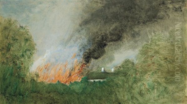 Schadenfeuer (study For Ringen Des Menschen) Oil Painting by Franz Rumpler