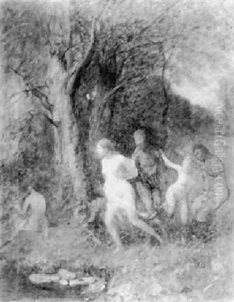 Nymphen Und Ein Faun Oil Painting by Franz Rumpler