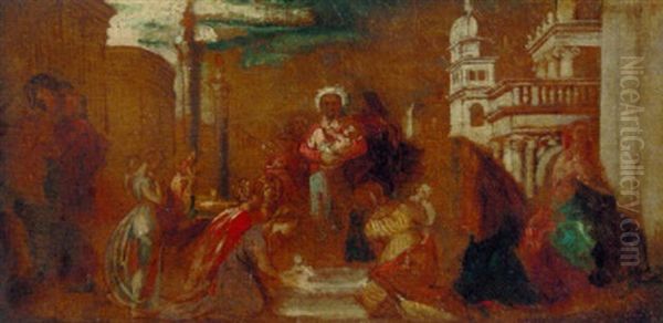 Christ Baptising The Children Oil Painting by Alexander Runciman