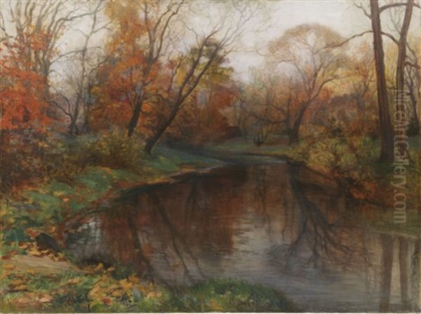 Autumn Lake Oil Painting by Mikhail Rundaltsov