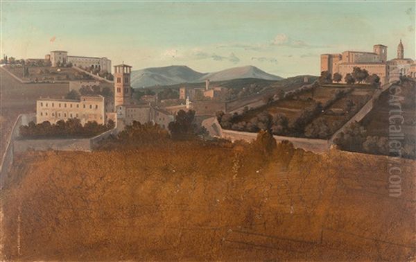 Blick Uber Rom Mit Den Sabinerbergen Und San Gregorio Magno Oil Painting by Carl Ludwig Rundt