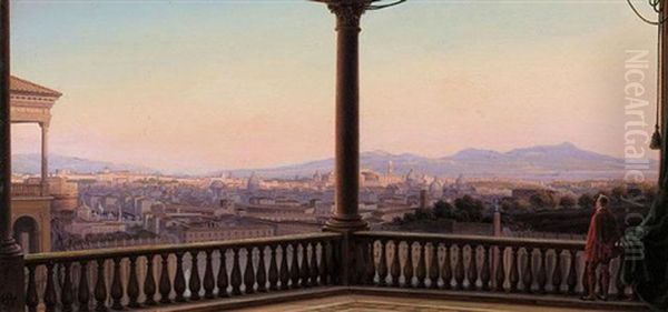 Rom Panorama Oil Painting by Carl Ludwig Rundt