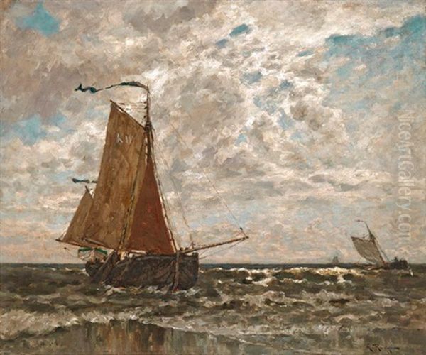 Vitorlasok Oil Painting by Julius Friedrich Ludwig Runge