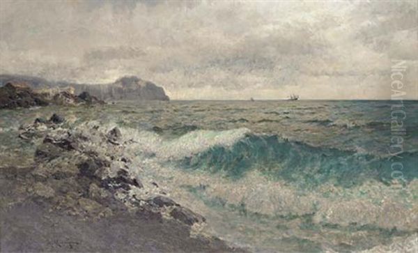 Looking Out To Sea, Genoa Oil Painting by Julius Friedrich Ludwig Runge