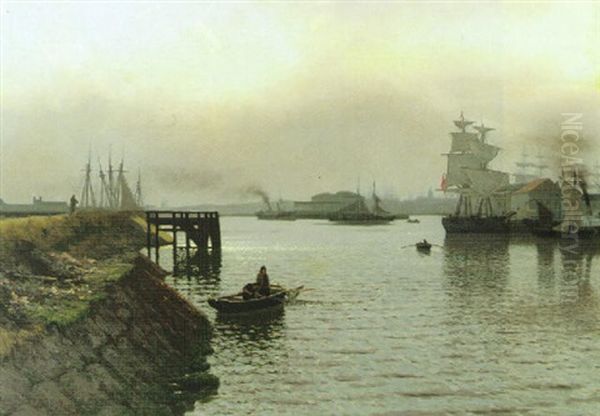 Fischerboote Im Hafen Von Ostende Oil Painting by Julius Friedrich Ludwig Runge