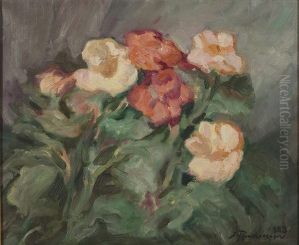 Flowers Oil Painting by Jalmari Ruokokoski