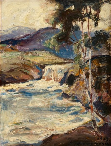 Rapids Oil Painting by Jalmari Ruokokoski