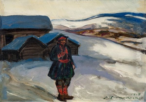 A Man From Lapland Oil Painting by Jalmari Ruokokoski