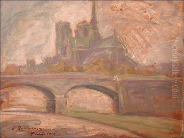 Notre Dame, Pariisi Oil Painting by Jalmari Ruokokoski