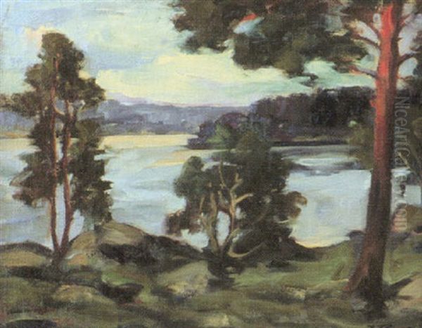 Insjolandskap Oil Painting by Jalmari Ruokokoski