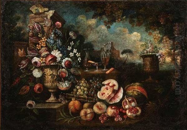 Still Life Paintings (pair) Oil Painting by Giovanni Battista Ruoppolo