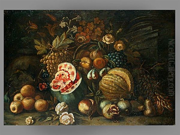 Fruchtestilleben Oil Painting by Giovanni Battista Ruoppolo