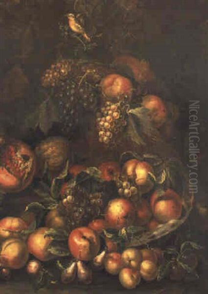 Bodegon De Frutas Con Pajarito Oil Painting by Giovanni Battista Ruoppolo