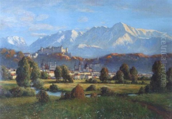 Salzburg Mit Untersberg Im Abendlicht by Michael Ruppe