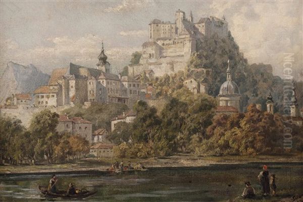 Feste Hohensalzburg Mit Kloster Nonnberg Oil Painting by Otto von Ruppert