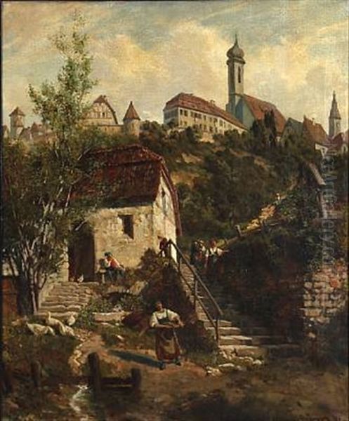 Street View From Munich Oil Painting by Otto von Ruppert