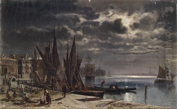 Mondnacht In Venedig Oil Painting by Otto von Ruppert