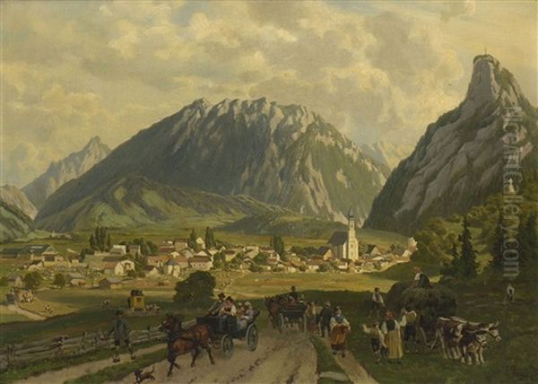 Blick Auf Oberammergau Oil Painting by Otto von Ruppert