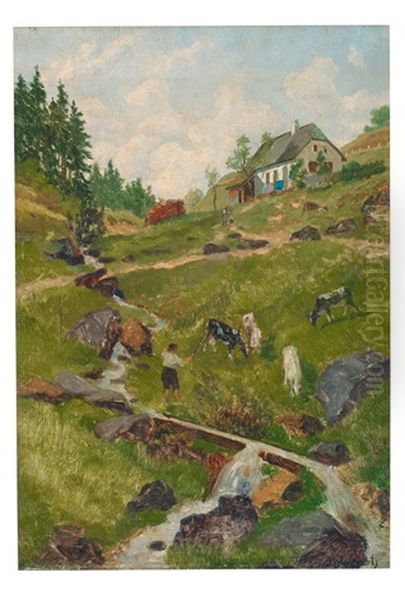 Kirchbach In Niederosterreich Oil Painting by Otto von Ruppert