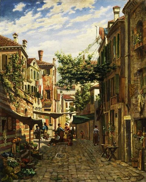 Gasse In Venedig Oil Painting by Otto von Ruppert