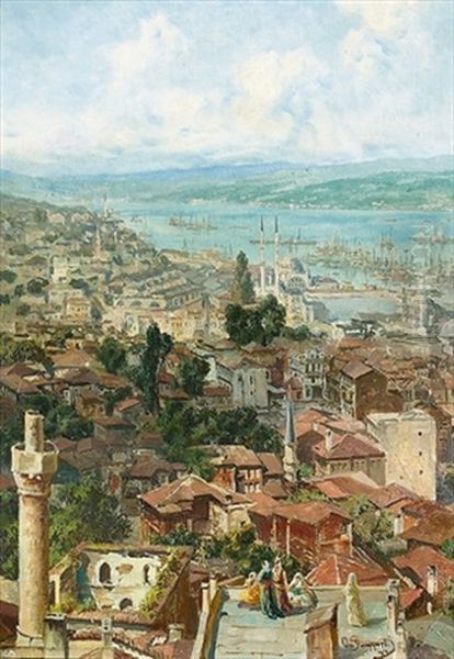 Partie Aus Stambul (contantinopel) Tophane Oil Painting by Otto von Ruppert