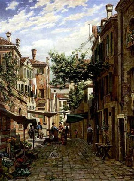 Gasse In Venedig Oil Painting by Otto von Ruppert