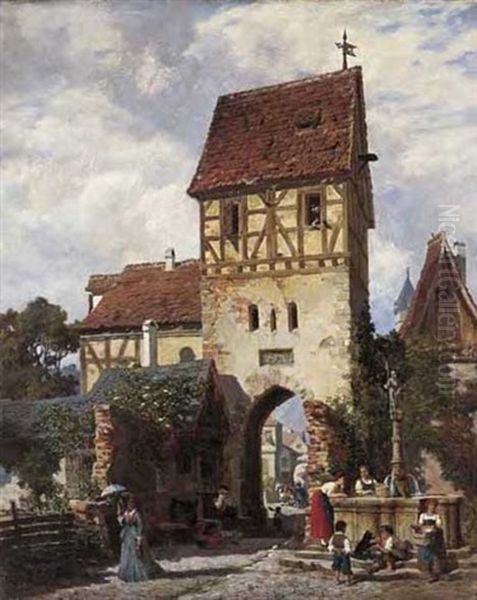 Old Door Near Frankfurt Oil Painting by Otto von Ruppert