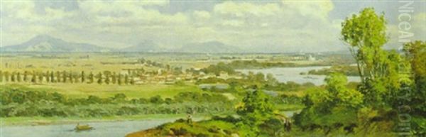 Das Marchfeld Vor Der Donauregulierung Oil Painting by Otto von Ruppert