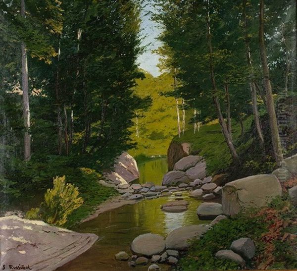 Aguas Al Atardecer Oil Painting by Santiago Rusinol