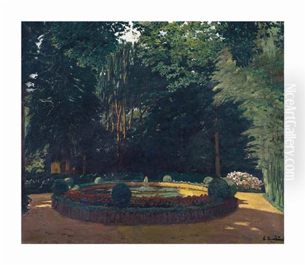 Brollador Del Parc Bades, Arbucies Oil Painting by Santiago Rusinol