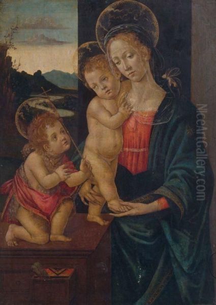 Madonna Col Bambino E San Giovannino Oil Painting by Francesco Botticini