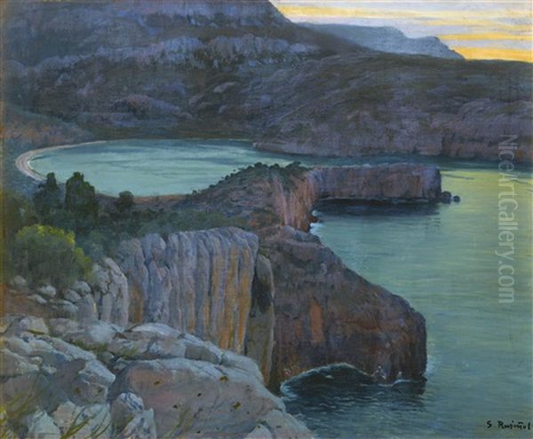 Cala Grisa Oil Painting by Santiago Rusinol