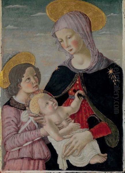 The Madonna And Child With Saint John The Baptist Oil Painting by Francesco Botticini