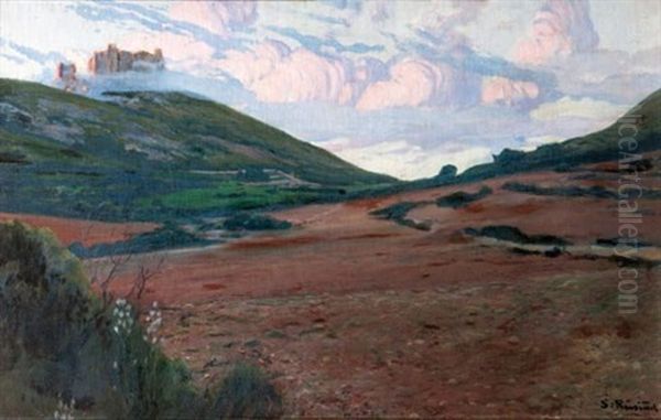 Atardecer En El Castillo De Sant Pere En Begur, Gerona Oil Painting by Santiago Rusinol