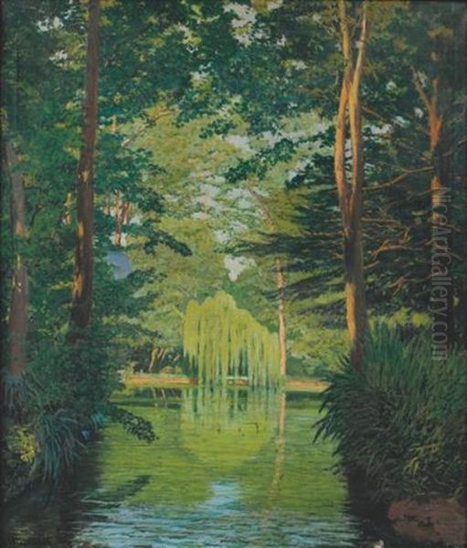 Parc Bades, Arbucies Oil Painting by Santiago Rusinol