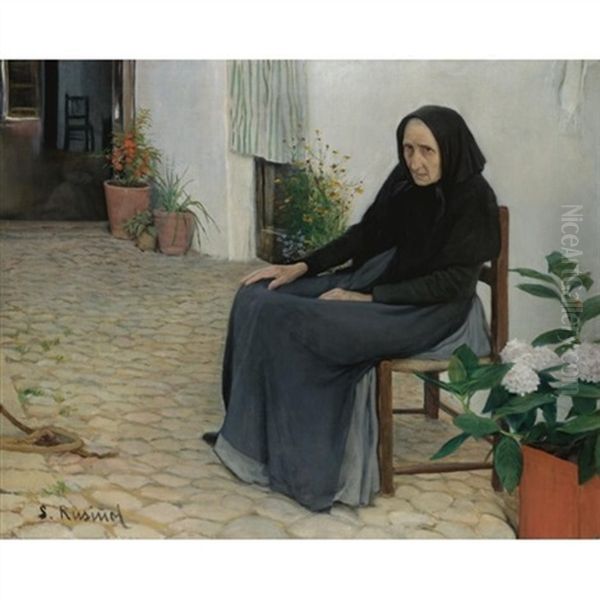 L'abia (the Grandmother) Oil Painting by Santiago Rusinol