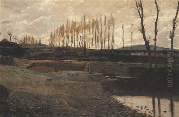 Un Atardecer En Cataluna Oil Painting by Santiago Rusinol