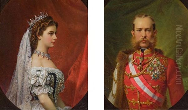 Empress Elisabeth And Emperor Franz Joseph I Oil Painting by Franz Russ the Elder