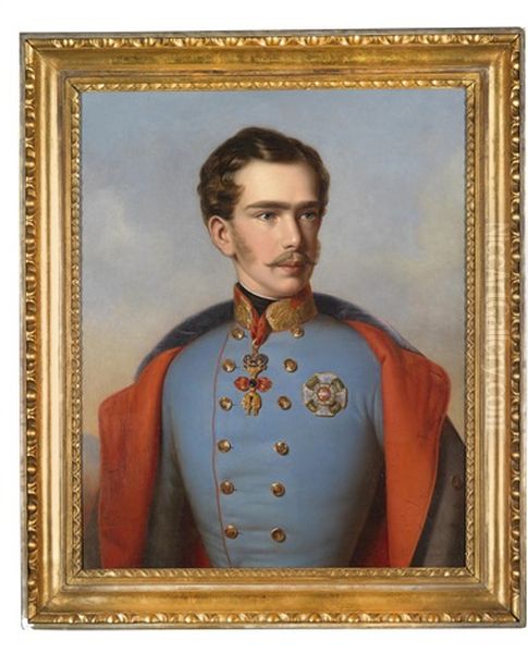 Kaiser Franz Joseph I. Von Osterreich, Portrat Des Jungen Kaisers In Uniform, Dekoriert Mit Dem Orden Vom Goldenen Vlies Und Dem Militar Maria Thereien Orden Oil Painting by Franz Russ the Elder