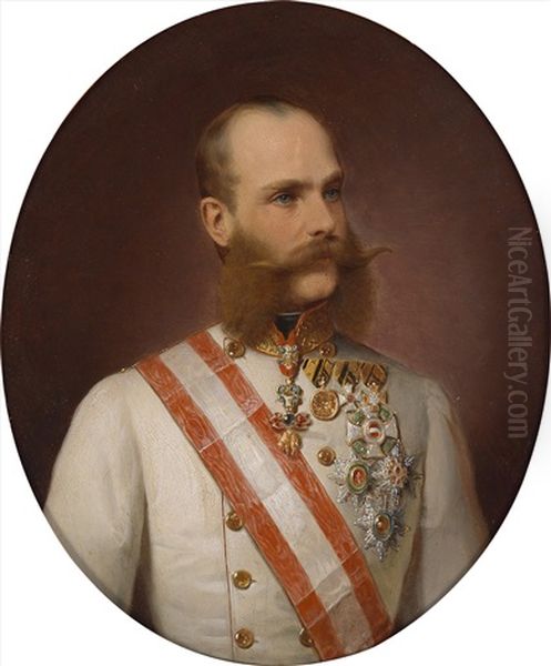 Kaiser Franz Joseph I. (+ Kaiserin Elisabeth; Pair) Oil Painting by Franz Russ the Elder