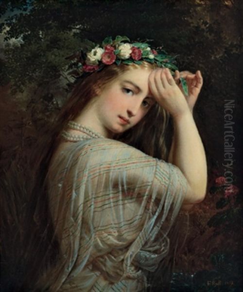 Madchen Mit Blumenkranz Im Haar Oil Painting by Franz Russ the Elder