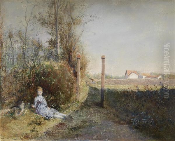 Im Garten Oil Painting by Franz Russ the Younger