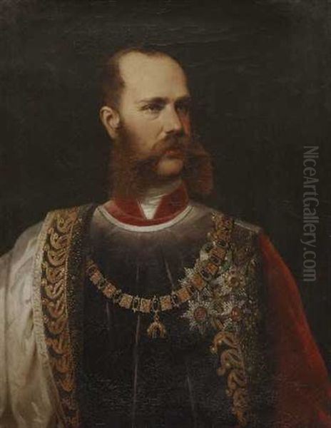 Kaiser Franz Joseph I Von Osterreich Oil Painting by Franz Russ the Younger