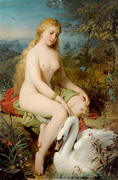 Die Schone Und Der Schwan Oil Painting by Franz Russ the Younger