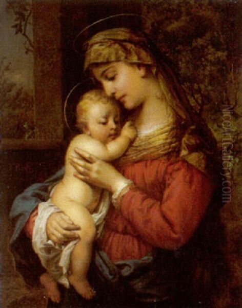 Madonna Mit Kind Vor Einem Landschaftshintergrund Oil Painting by Franz Russ the Younger