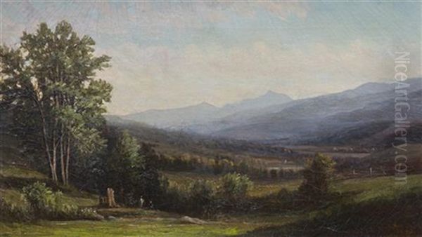 View Of The Artist Painting Hudson River Valleys Oil Painting by C.B. Russ