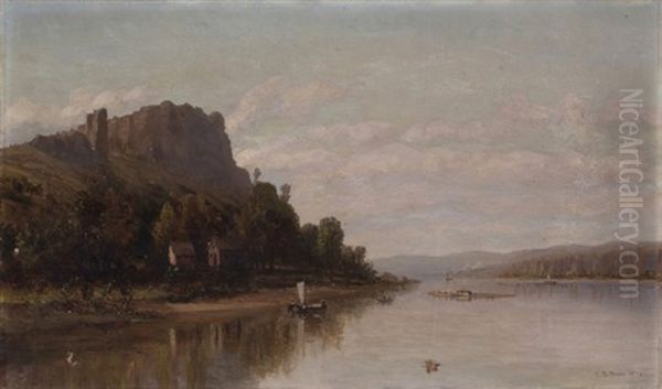 At The Palisades On The Hudson Oil Painting by Charles Russ