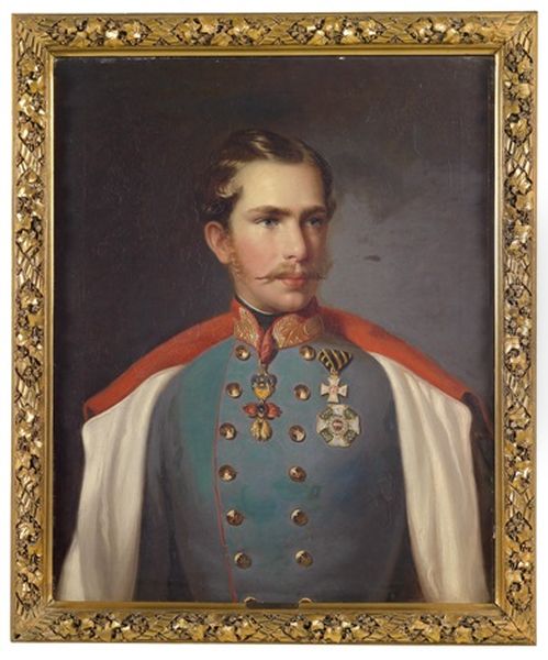 Kaiser Franz Joseph I. Von Osterreich, Portrat, Des Jungen Kaiser In Uniform Mit Ordensschmuck Oil Painting by Leander Russ