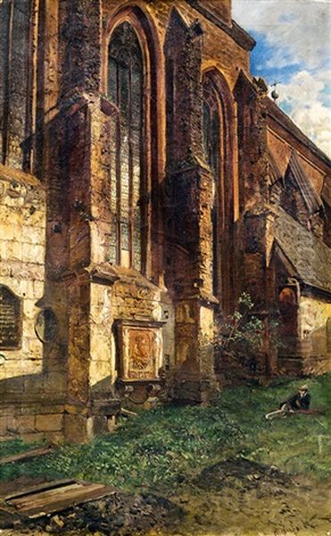 Fortified Church St. Oswald In Eisenerz Oil Painting by Robert Russ